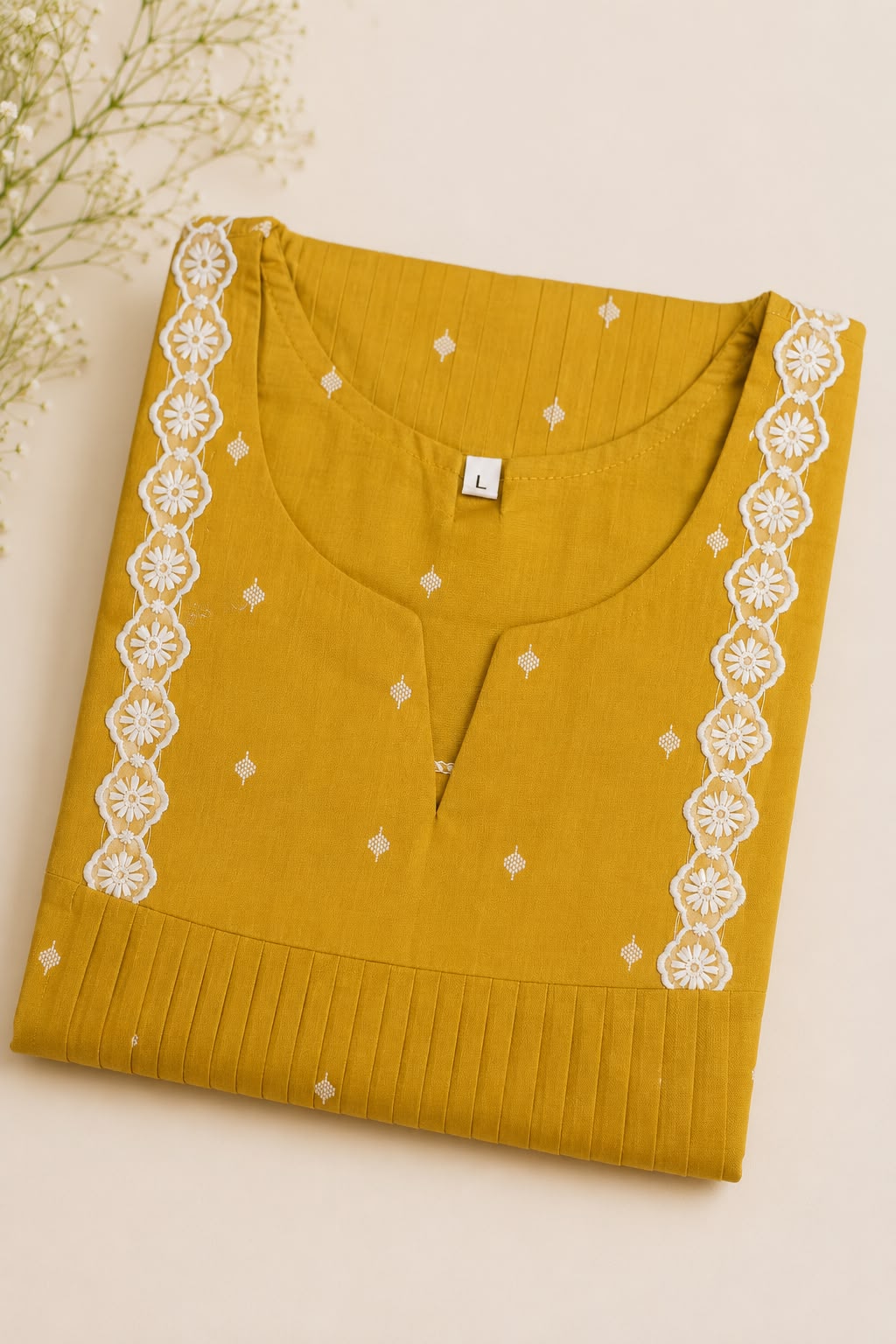 Mustard Yellow Handloom Cotton Kurti