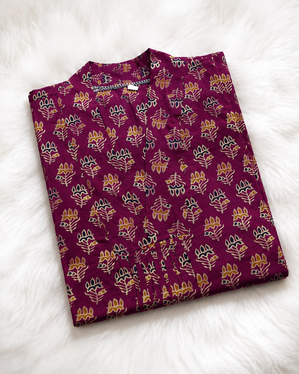 Front pleated Printed Cotton Kurti