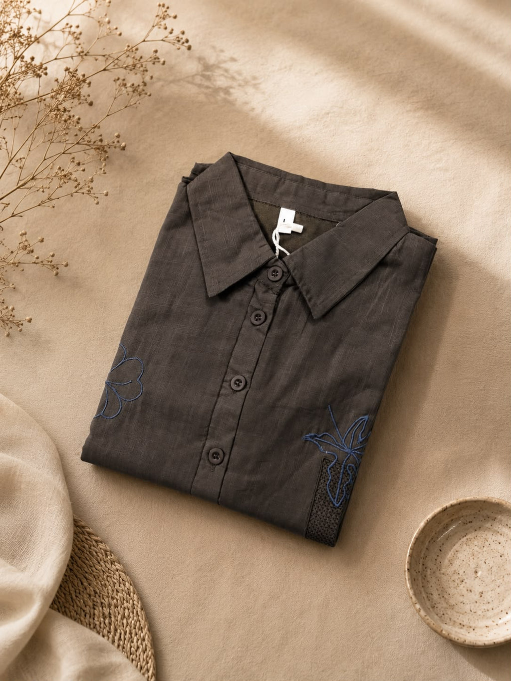 Western Tops - Women’s Embroidered Cotton Crop Shirt