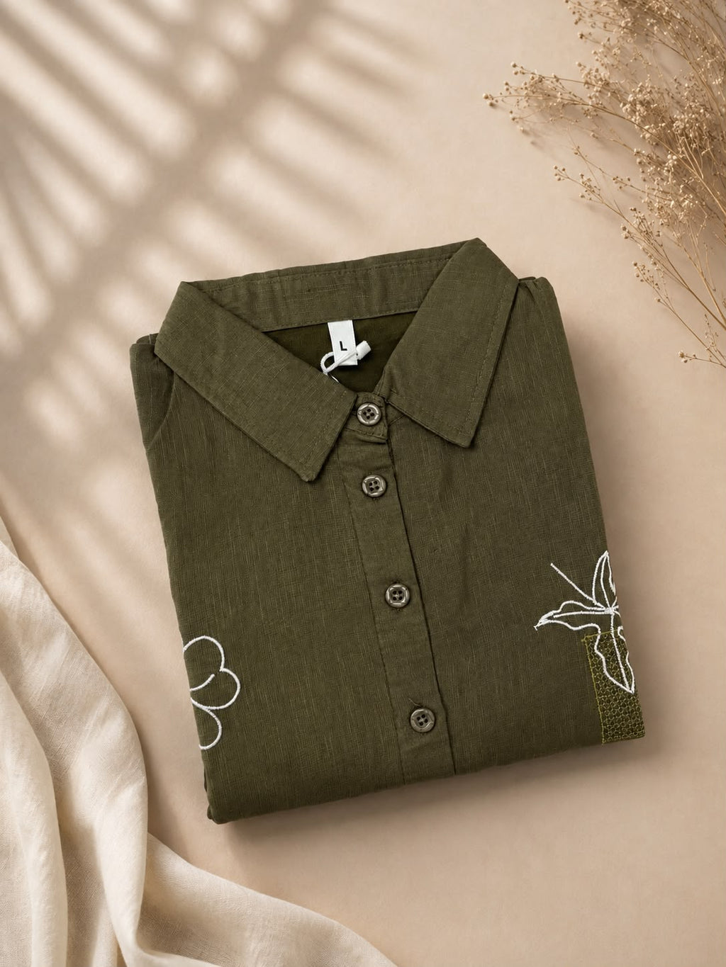 Western Tops - Women’s Embroidered Cotton Crop Shirt