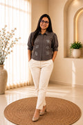 Western Tops - Women’s Embroidered Cotton Crop Shirt