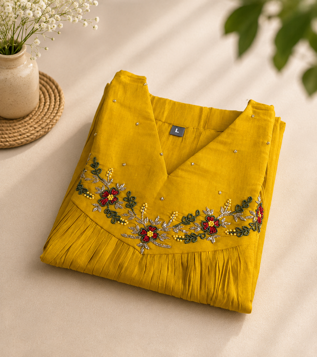 Mustard Yellow Soft Silk Co-ord Set