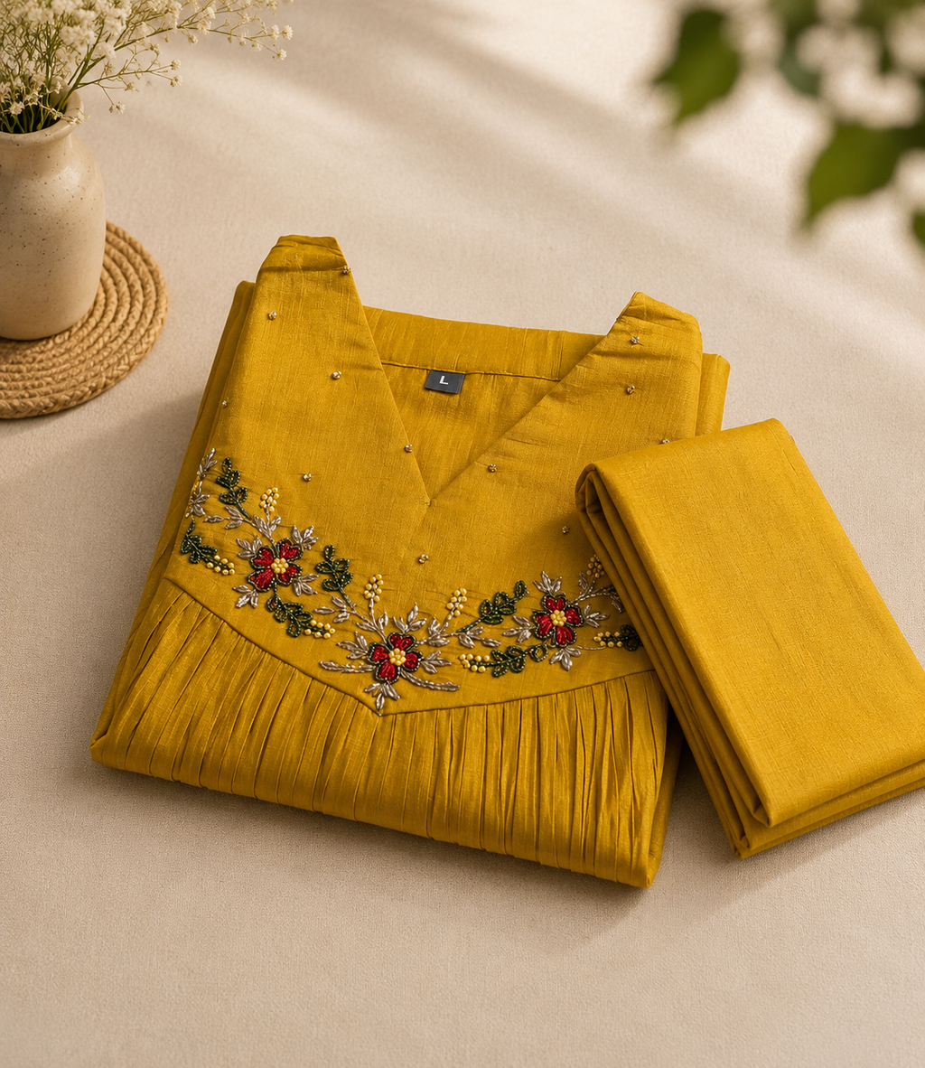 Mustard Yellow Soft Silk Co-ord Set