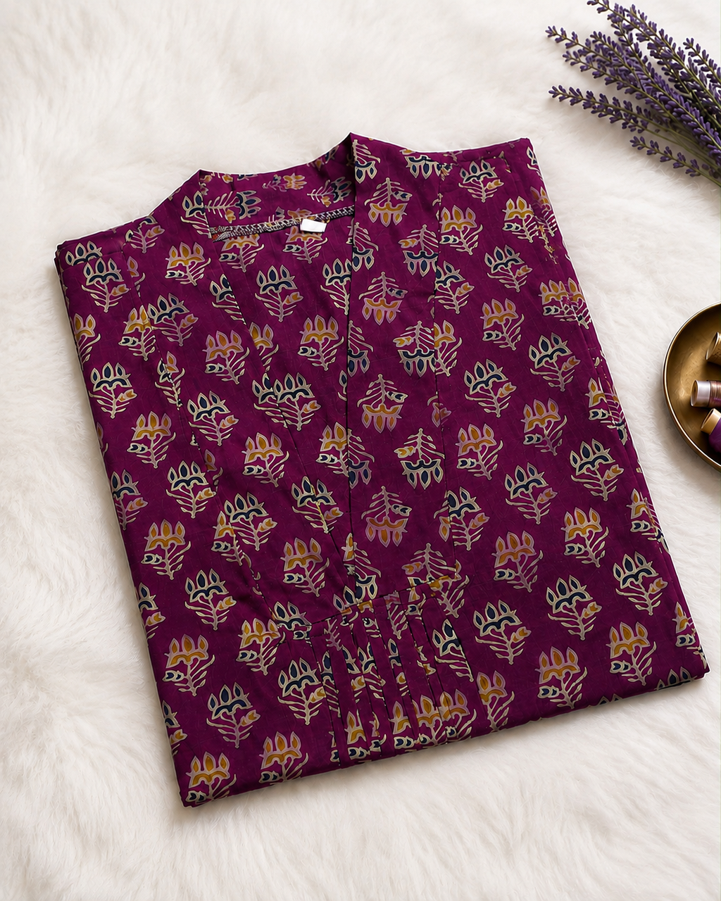 Front pleated Printed Cotton Kurti