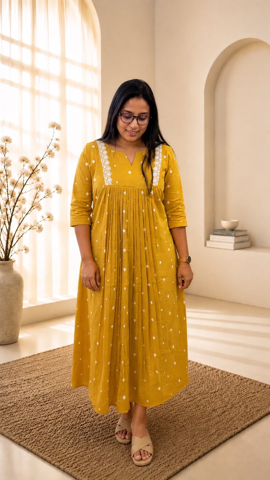 Mustard Yellow Handloom Cotton Kurti